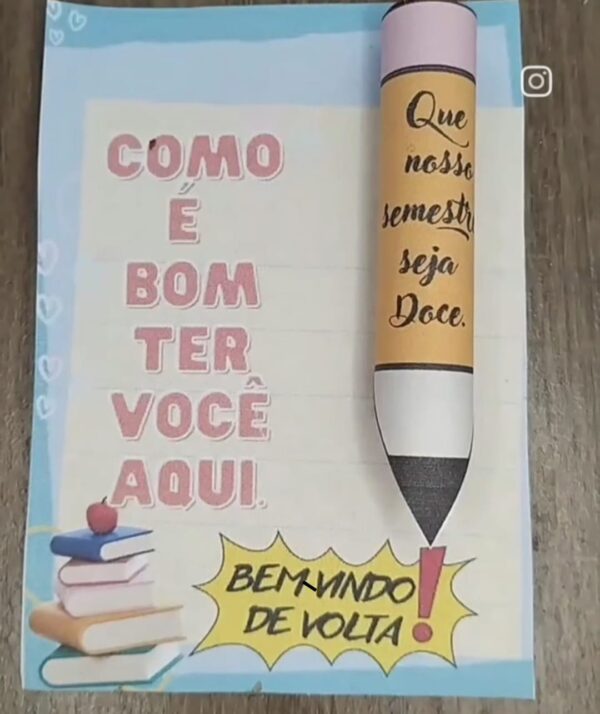 Cartão Lápis- Volta às aulas.